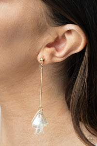 Keep Them In Suspense- White and Gold Earrings- Paparazzi Accessories