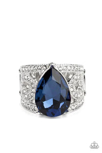 Kinda A Big Deal- Blue and Silver Ring- Paparazzi Accessories