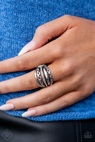 LINK Out Loud- White and Silver Ring- Paparazzi Accessories