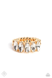 Lavish Lure- White and Gold Ring- Paparazzi Accessories