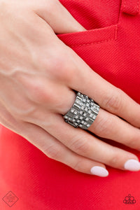 Lawbreaking Loot- White and Gunmetal Ring- Paparazzi Accessories