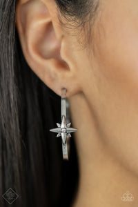 Lone Star Shimmer- White and Silver Earrings- Paparazzi Accessories