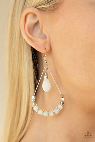 Lovely Lucidity- White and Silver Earrings- Paparazzi Accessories