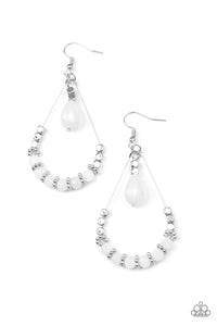Lovely Lucidity- White and Silver Earrings- Paparazzi Accessories