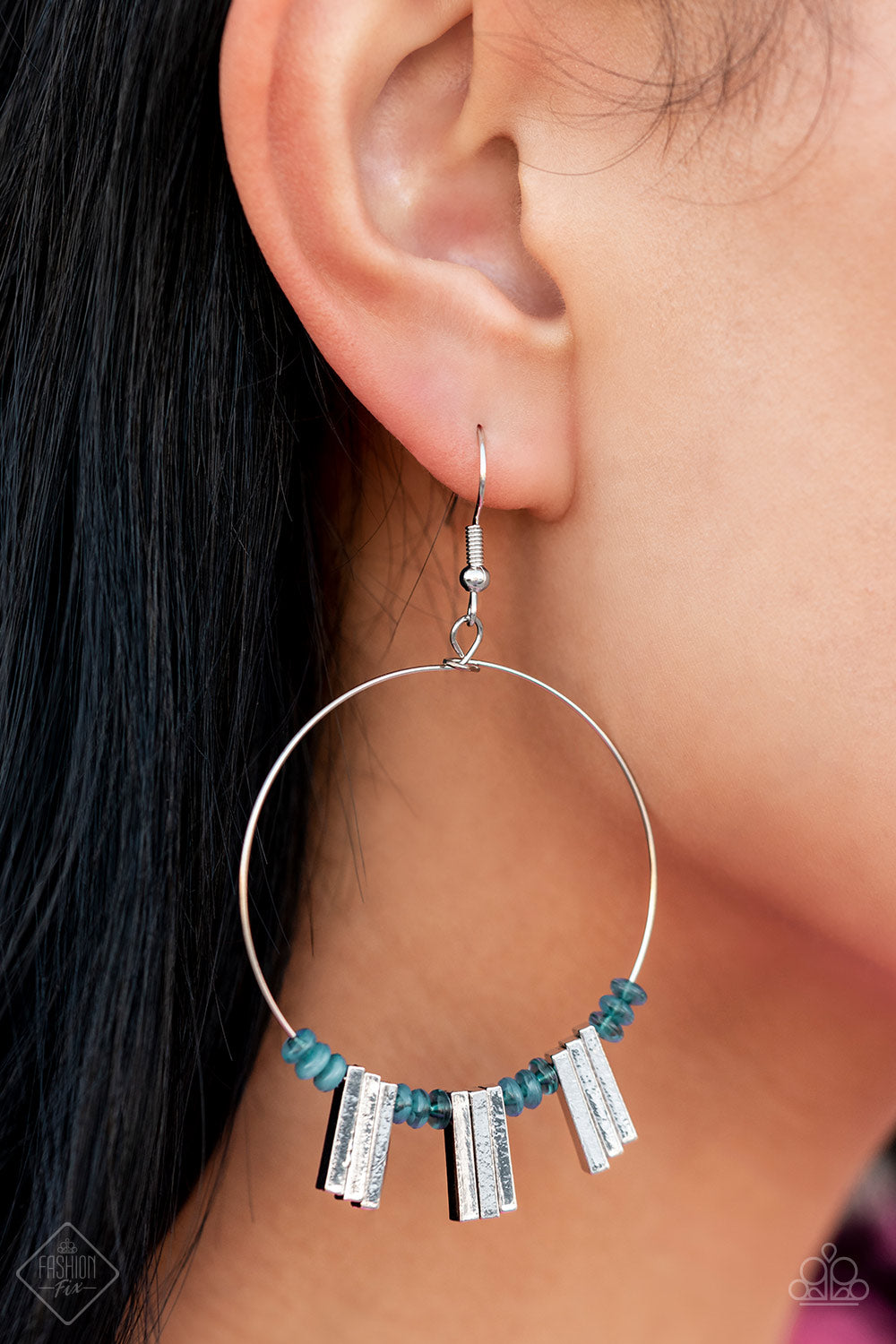 Luxe Lagoon- Blue and Silver Earrings- Paparazzi Accessories