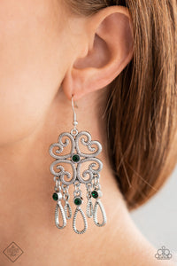 Majestic Makeover- Green and Silver Earrings- Paparazzi Accessories