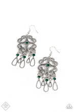 Load image into Gallery viewer, Majestic Makeover- Green and Silver Earrings- Paparazzi Accessories