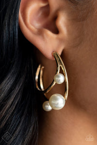 Metro Pier- White and Gold Earrings- Paparazzi Accessories