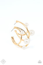 Load image into Gallery viewer, Metro Pier- White and Gold Earrings- Paparazzi Accessories