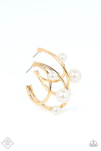 Metro Pier- White and Gold Earrings- Paparazzi Accessories