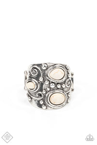 Modern Mountain Ranger- White and Silver Ring- Paparazzi Accessories