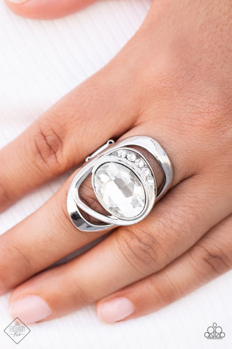 Mountain View Meadow- White and Silver Ring- Paparazzi Accessories