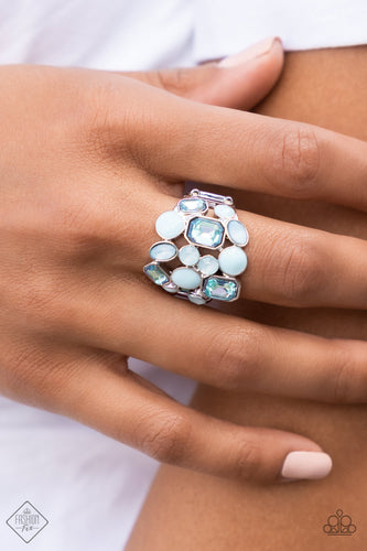 Multichromatic Meditation- Blue and Silver Ring- Paparazzi Accessories