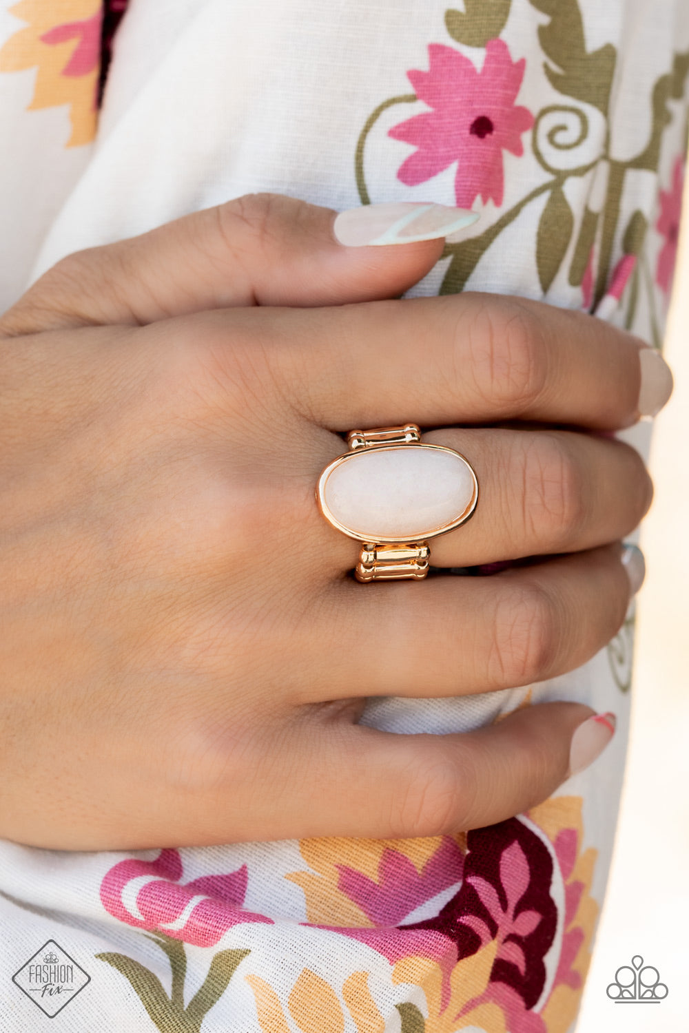 Mystical Mantra- White and Gold Ring- Paparazzi Accessories