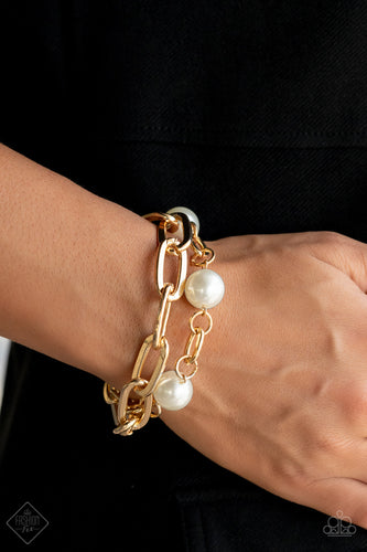 Nautical Mileage- White and Gold Bracelet- Paparazzi Accessories