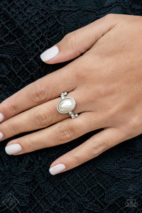One Day at a SHOWTIME- White and Silver Ring- Paparazzi Accessories