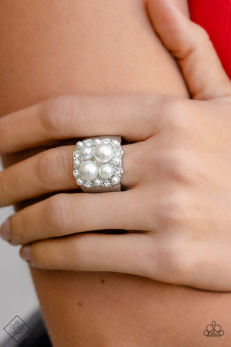 Opulent Overture- White and Silver Ring- Paparazzi Accessories