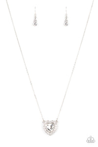 Out Of The GLITTERY-ness Of Your Heart- White and Silver Necklace- Paparazzi Accessories
