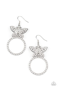 Paradise Found- White and Silver Earrings- Paparazzi Accessories