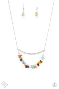 Pebble Prana- Multicolored Silver Necklace- Paparazzi Accessories
