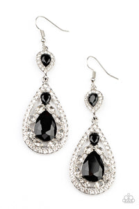 Posh Pageantry- Black and Silver Earrings- Paparazzi Accessories