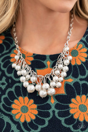 Powerhouse Pose- White and Silver Necklace- Paparazzi Accessories