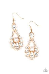 Prismatic Presence- White and Gold Earrings- Paparazzi Accessories