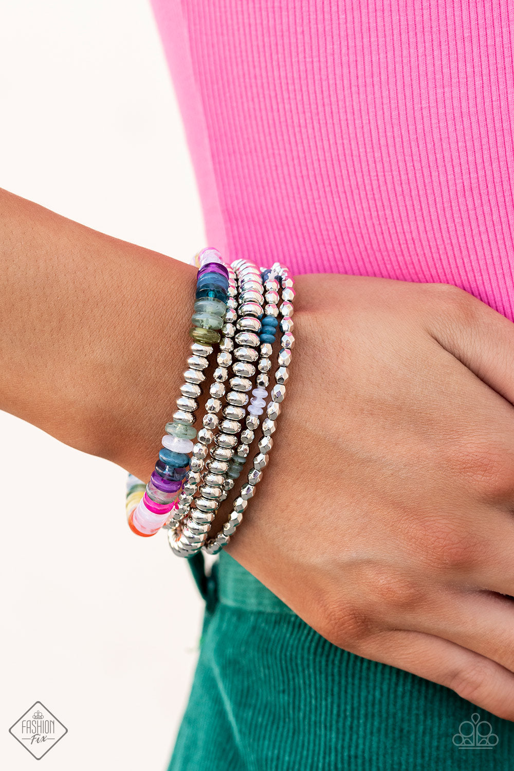 Pristine Pixie Dust- Multicolored Silver Bracelet- Paparazzi Accessories