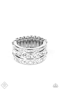 Privileged Poise- White and Silver Ring- Paparazzi Accessories