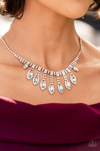 REIGNING Romance- White and Silver Necklace- Paparazzi Accessories