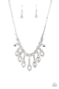 REIGNING Romance- White and Silver Necklace- Paparazzi Accessories