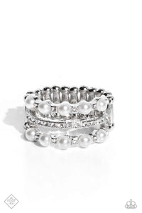 Really Bubbly- White and Silver Ring- Paparazzi Accessories