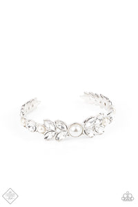 Regal Reminiscence- White and Silver Bracelet- Paparazzi Accessories
