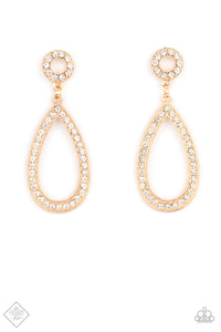 Regal Revival- White and Gold Earrings- Paparazzi Accessories