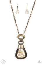 Load image into Gallery viewer, Rodeo Royale- White and Brass Necklace- Paparazzi Accessories