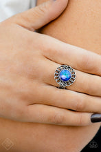 Load image into Gallery viewer, Round Table Runway- Blue and Silver Ring- Paparazzi Accessories