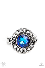 Load image into Gallery viewer, Round Table Runway- Blue and Silver Ring- Paparazzi Accessories