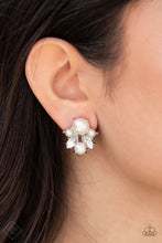 Load image into Gallery viewer, Royal Reverie- White and Silver Earrings- Paparazzi Accessories