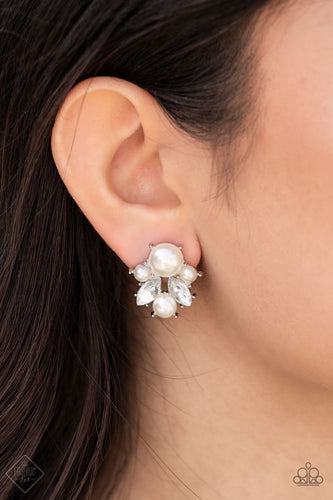 Royal Reverie- White and Silver Earrings- Paparazzi Accessories