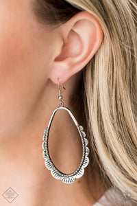 RUFFLE Around The Edges- Silver Earrings- Paparazzi Accessories