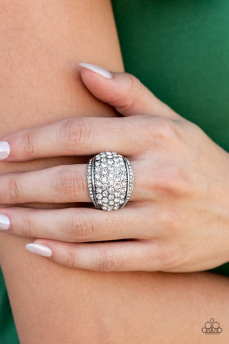 Running Off Sparkle- White and Silver Ring- Paparazzi Accessories