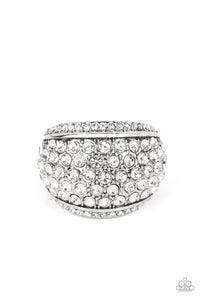 Running Off Sparkle- White and Silver Ring- Paparazzi Accessories