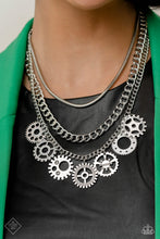 Load image into Gallery viewer, Running Out of STEAMPUNK- White and Silver Necklace- Paparazzi Accessories