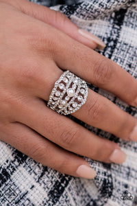Sailboat Bling- White and Silver Ring- Paparazzi Accessories