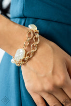 Load image into Gallery viewer, Seaside Sojourn- White and Gold Bracelet- Paparazzi Accessories