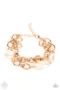 Seaside Sojourn- White and Gold Bracelet- Paparazzi Accessories