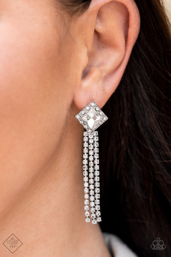 Seasonal Sparkle- White and Silver Earrings- Paparazzi Accessories