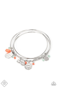 Secret Paradise- Orange and Silver Bracelet- Paparazzi Accessories