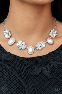 Sensational Showstopper- White and Silver Necklace- Paparazzi Accessories