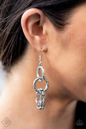 Shameless Shine- White and Silver Earrings- Paparazzi Accessories